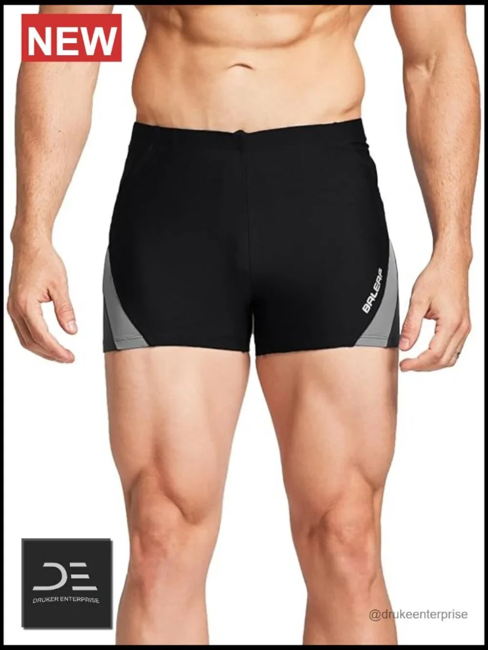 Square Leg Athletic Swim Jammers with Drawstring, Quick-Dry, UPF 50+